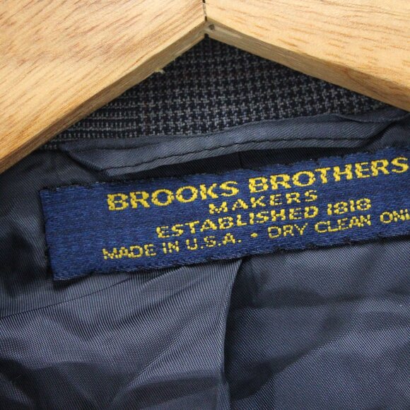 Brook Brothers Blazer Mens Size 41R Navy Blue/Gray Wool Three Button Front - Picture 6 of 10